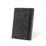 BALDWIN. Caderno A5 com capa em feltro 100% reciclado, com p&aacute;ginas pautadas recicladas - Cinza escuro