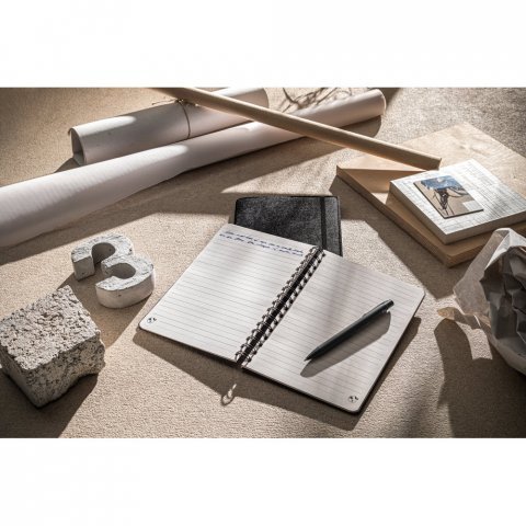 BALDWIN. Caderno A5 com capa em feltro 100% reciclado, com p&aacute;ginas pautadas recicladas