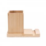 ERWIN. Conjunto de secret&aacute;ria com suporte para celular e copo, em bambu - Natural