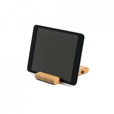 HABER. Suporte para celular com duas canaletas de tamanhos diferentes, em bambu - Natural