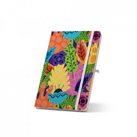 ANNE SUB. Caderno A5 de capa dura em poli&eacute;ster 100% reciclado 300D ideal para personaliza&ccedil;&atilde;o em sublima&ccedil;&atilde;o - Branco