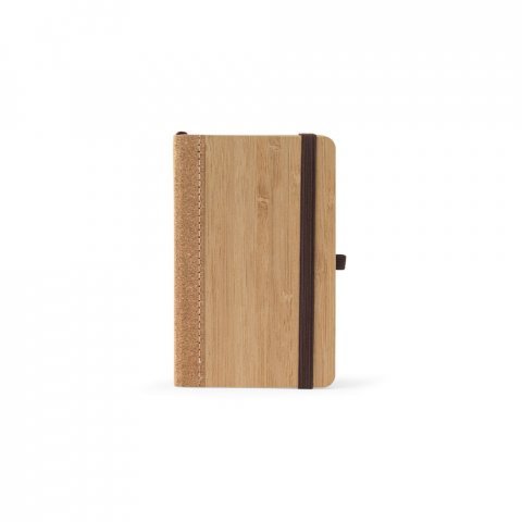 ORWELL POCKET. Caderno de bolso de capa dura em folha de bambu e corti&ccedil;a com p&aacute;ginas pautadas recicladas - Natural