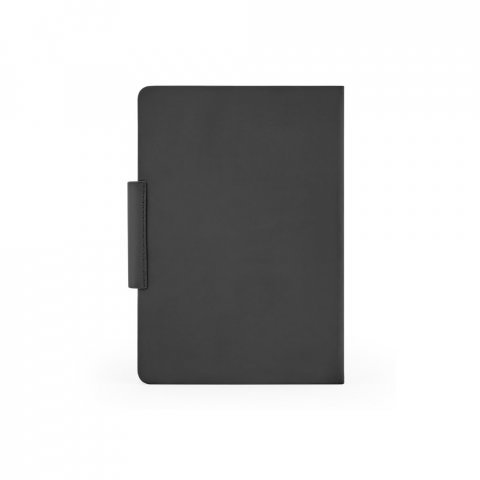 GARRETT. Conjunto composto por 1 caneta esferogr&aacute;fica e 1 caderno, em PU e a&ccedil;o inox - Preto