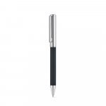 GARRETT. Conjunto composto por 1 caneta esferogr&aacute;fica e 1 caderno, em PU e a&ccedil;o inox - Preto