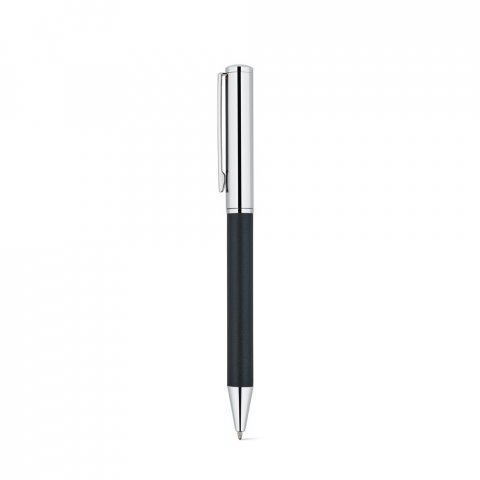 GARRETT. Conjunto composto por 1 caneta esferogr&aacute;fica e 1 caderno, em PU e a&ccedil;o inox - Preto