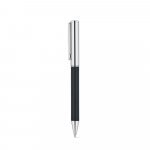 GARRETT. Conjunto composto por 1 caneta esferogr&aacute;fica e 1 caderno, em PU e a&ccedil;o inox - Preto