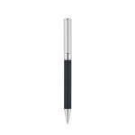 GARRETT. Conjunto composto por 1 caneta esferogr&aacute;fica e 1 caderno, em PU e a&ccedil;o inox - Preto