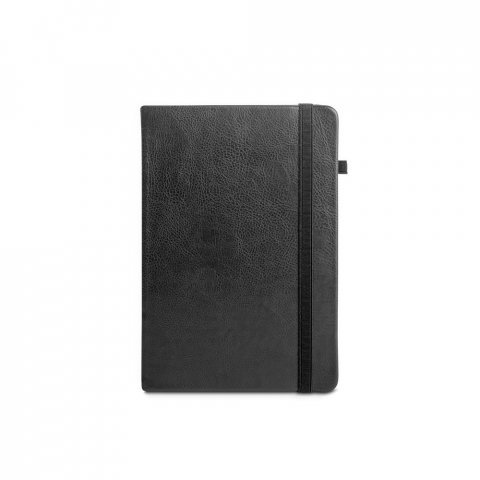 HEANEY. Caderno em PU &agrave; base de &aacute;gua com agenda integrada e p&aacute;gina pautadas - Preto