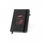HEANEY. Caderno em PU &agrave; base de &aacute;gua com agenda integrada e p&aacute;gina pautadas - Preto