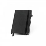HEANEY. Caderno em PU &agrave; base de &aacute;gua com agenda integrada e p&aacute;gina pautadas - Preto