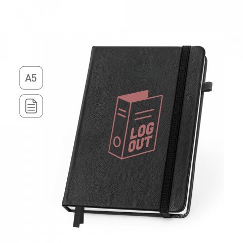 HEANEY. Caderno em PU &agrave; base de &aacute;gua com agenda integrada e p&aacute;gina pautadas