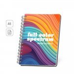 GOLDING A5 - "FULL COLOUR". Caderno A5 com argolas e capa em PVC para personaliza&ccedil;&atilde;o em "Full Colour"