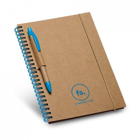 GARDEN. Caderno B6 de capa dura em cart&atilde;o, com p&aacute;ginas pautadas recicladas - Azul claro