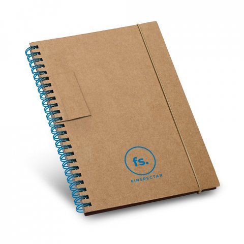 GARDEN. Caderno B6 de capa dura em cart&atilde;o, com p&aacute;ginas pautadas recicladas - Azul claro
