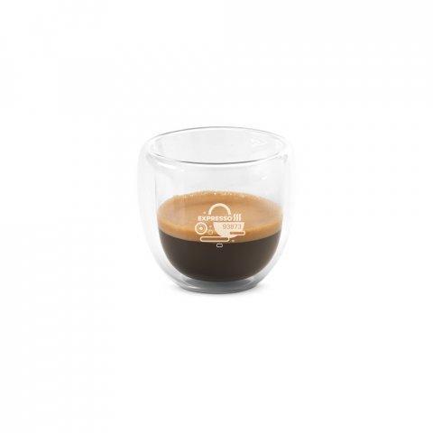 EXPRESSO. Conjunto de caf&eacute; em vidro borossilicato, com 2 copos de parede dupla isolada a ar (75 mL) - Transparente