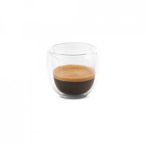 EXPRESSO. Conjunto de caf&eacute; em vidro borossilicato, com 2 copos de parede dupla isolada a ar (75 mL) - Transparente