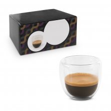 EXPRESSO. Conjunto de caf&eacute; em vidro borossilicato, com 2 copos de parede dupla isolada a ar (75 mL)