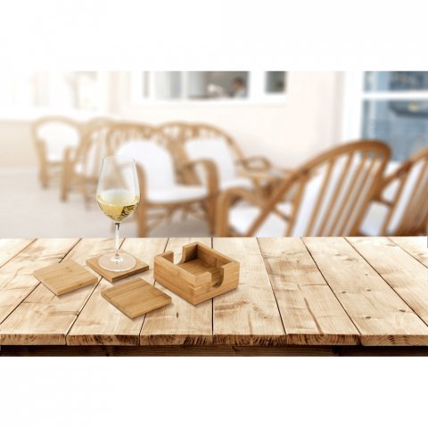 GAUTHIER. Conjunto de 4 porta copos em bambu