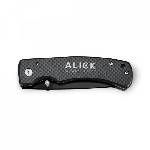 ALICK. Canivete em a&ccedil;o inox e metal com fecho de seguran&ccedil;a - Preto