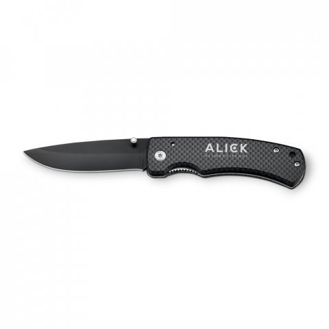 ALICK. Canivete em a&ccedil;o inox e metal com fecho de seguran&ccedil;a - Preto