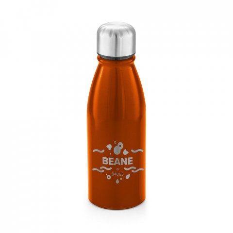 BEANE. Squeeze em alum&iacute;nio com tampa em a&ccedil;o inox (500 mL) - Laranja