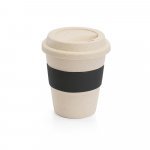 LATTE. Copo de viagem em fibra de bambu (60%) e PP (40%) com tampa (380 mL) - Preto