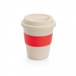 LATTE. Copo de viagem em fibra de bambu (60%) e PP (40%) com tampa (380 mL) - Vermelho