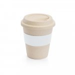 LATTE. Copo de viagem em fibra de bambu (60%) e PP (40%) com tampa (380 mL) - Branco