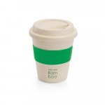 LATTE. Copo de viagem em fibra de bambu (60%) e PP (40%) com tampa (380 mL) - Verde