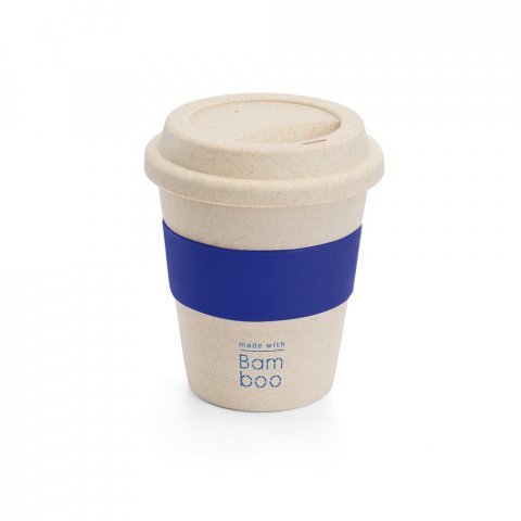 LATTE. Copo de viagem em fibra de bambu (60%) e PP (40%) com tampa (380 mL) - Azul royal