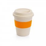 LATTE. Copo de viagem em fibra de bambu (60%) e PP (40%) com tampa (380 mL) - Laranja