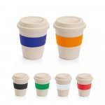 LATTE. Copo de viagem em fibra de bambu (60%) e PP (40%) com tampa (380 mL)