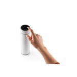 ROSSI. Garrafa t&eacute;rmica em a&ccedil;o inox de parede dupla isolada a v&aacute;cuo, com term&ocirc;metro digital (450 mL) - Branco