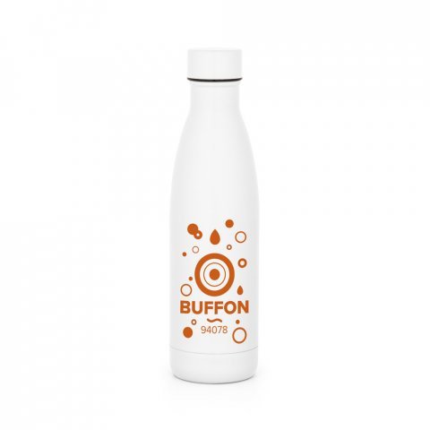 BUFFON. Garrafa t&eacute;rmica em a&ccedil;o inox de parede dupla isolada a v&aacute;cuo (500 mL) - Branco