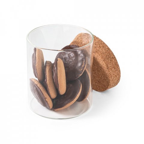 SPICE 700. Frasco em vidro borosilicato com tampa de corti&ccedil;a 700 mL - Natural