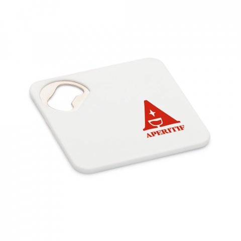 FUNFAYE. Porta copos em ABS com abridor de garrafas - Branco