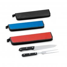 JULLEMIER. Kit churrasco em estojo de 210D com 2 utens&iacute;lios em a&ccedil;o inox e PP