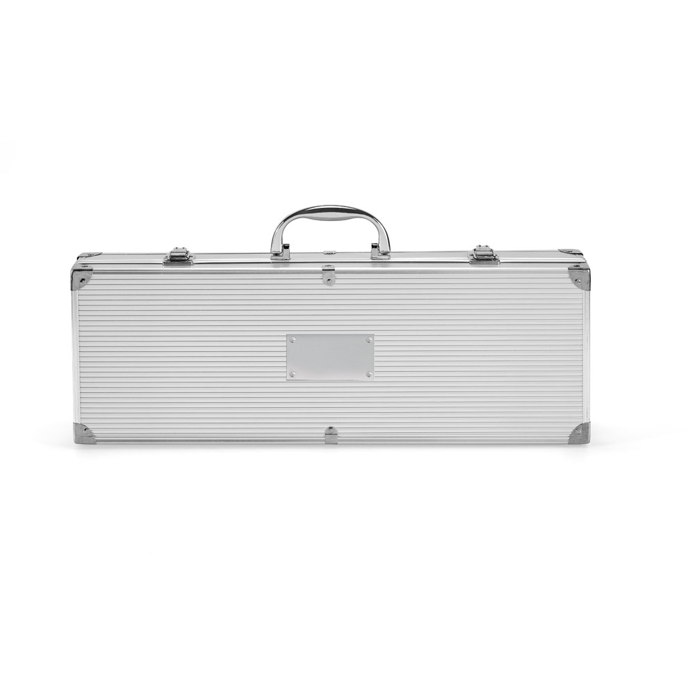 Kit churrasco em estojo de alumínio com 4 utensílios em aço inox — foto 3