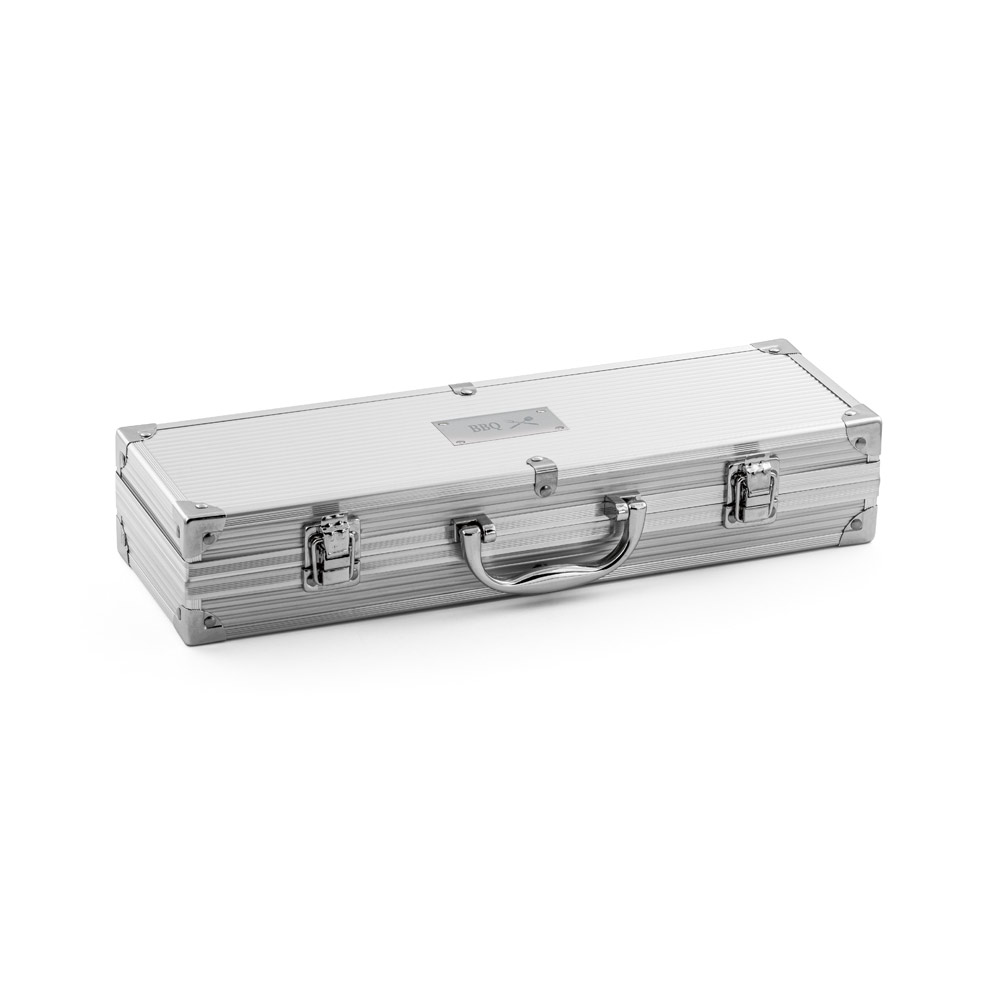 Kit churrasco em estojo de alumínio com 4 utensílios em aço inox — foto 4