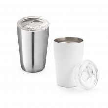 SLIDER. Copo de viagem t&eacute;rmico para sublima&ccedil;&atilde;o em a&ccedil;o inox, de parede dupla isolada a v&aacute;cuo (380 mL)