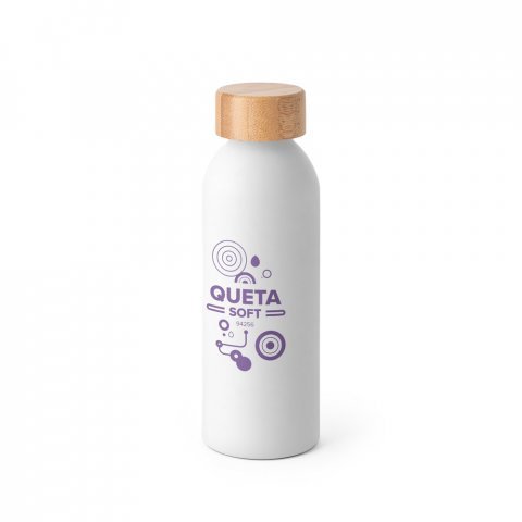 QUETA SOFT. Squeeze em alum&iacute;nio com acabamento emborrachado (550 mL) - Branco