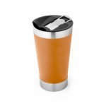 HALPERT LID. Copo de viagem em a&ccedil;o inox t&eacute;rmico, com parede dupla isolada a v&aacute;cuo (630 mL) - Camel