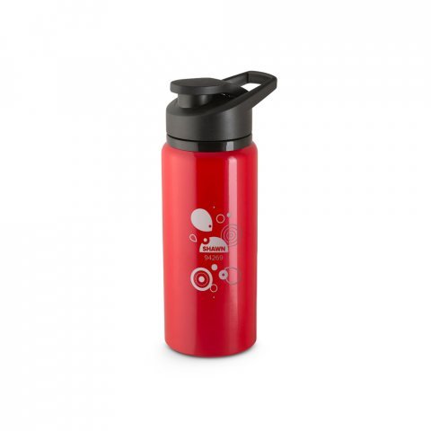 SHAWN. Squeeze esportiva em alum&iacute;nio 100% reciclado com parede simples 660 mL - Vermelho