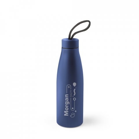 MORGAN. Squeeze em a&ccedil;o inox 90% reciclado de parede simples (710 mL) - Azul marinho