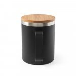 LAUDA. Copo de viagem t&eacute;rmico em a&ccedil;o inox 90% reciclado de parede dupla isolada a v&aacute;cuo (420 mL) - Preto