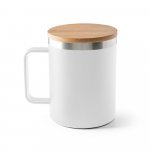 LAUDA. Copo de viagem t&eacute;rmico em a&ccedil;o inox 90% reciclado de parede dupla isolada a v&aacute;cuo (420 mL) - Branco