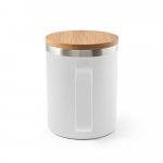 LAUDA. Copo de viagem t&eacute;rmico em a&ccedil;o inox 90% reciclado de parede dupla isolada a v&aacute;cuo (420 mL) - Branco