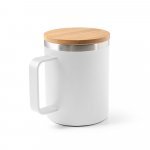 LAUDA. Copo de viagem t&eacute;rmico em a&ccedil;o inox 90% reciclado de parede dupla isolada a v&aacute;cuo (420 mL) - Branco