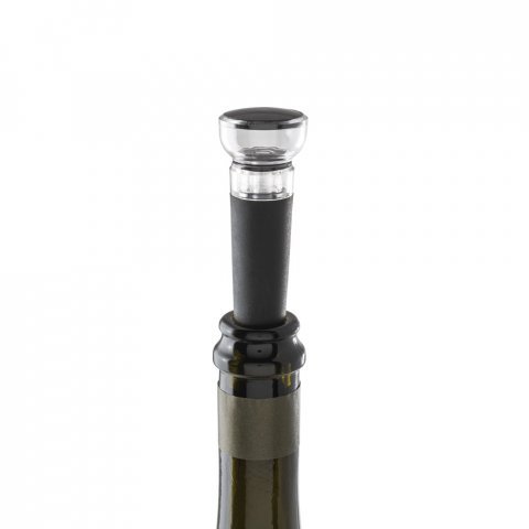 VIOGNIER. Rolha de vinho em PP com sistema de bomba de v&aacute;cuo - Preto