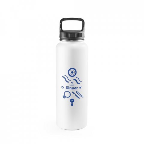 SINNER. Garrafa esportiva t&eacute;rmica em a&ccedil;o inox 90% reciclado com revestimento em p&oacute; (1200 mL) - Branco